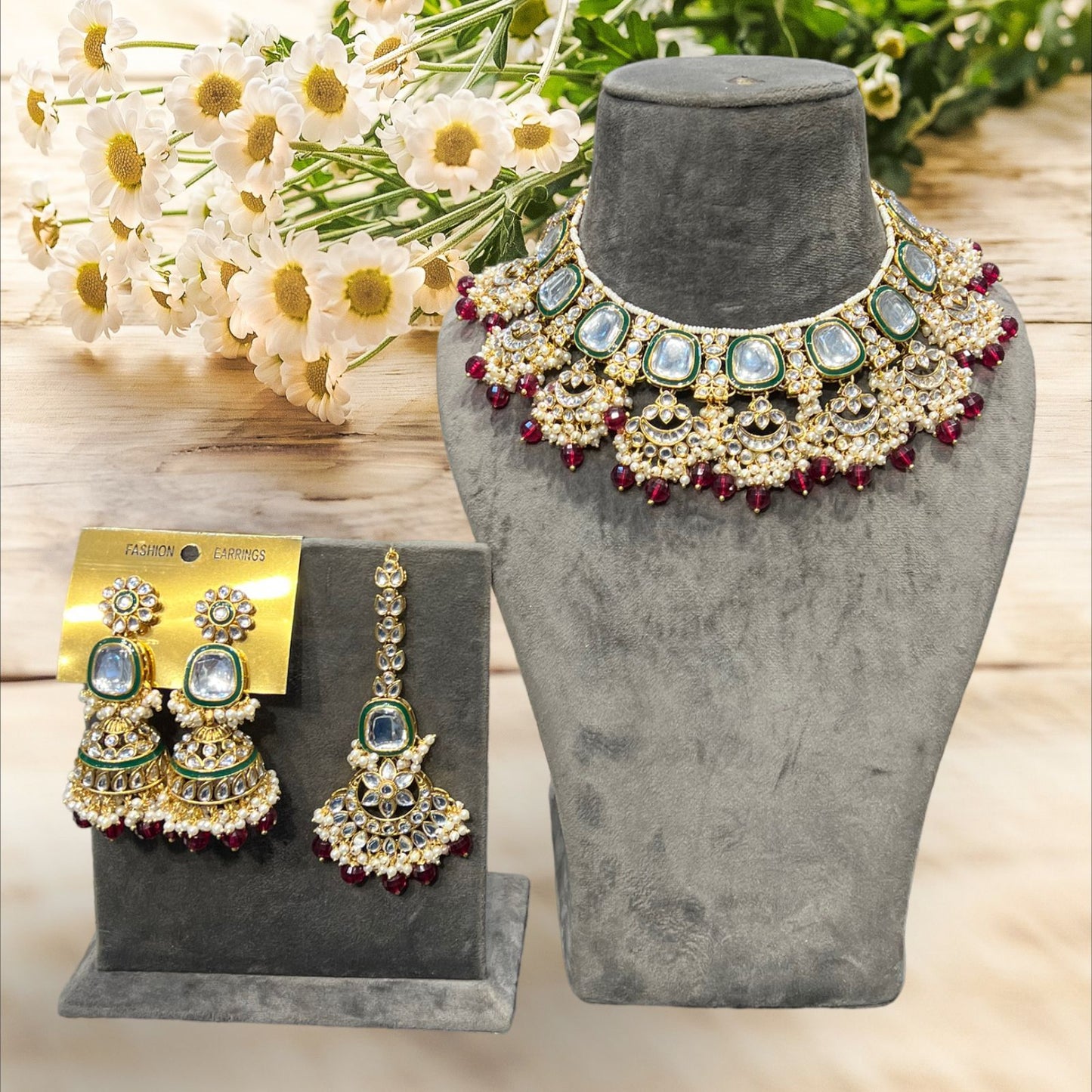 Gold-Plated Rajasthani Kundan Necklace Set