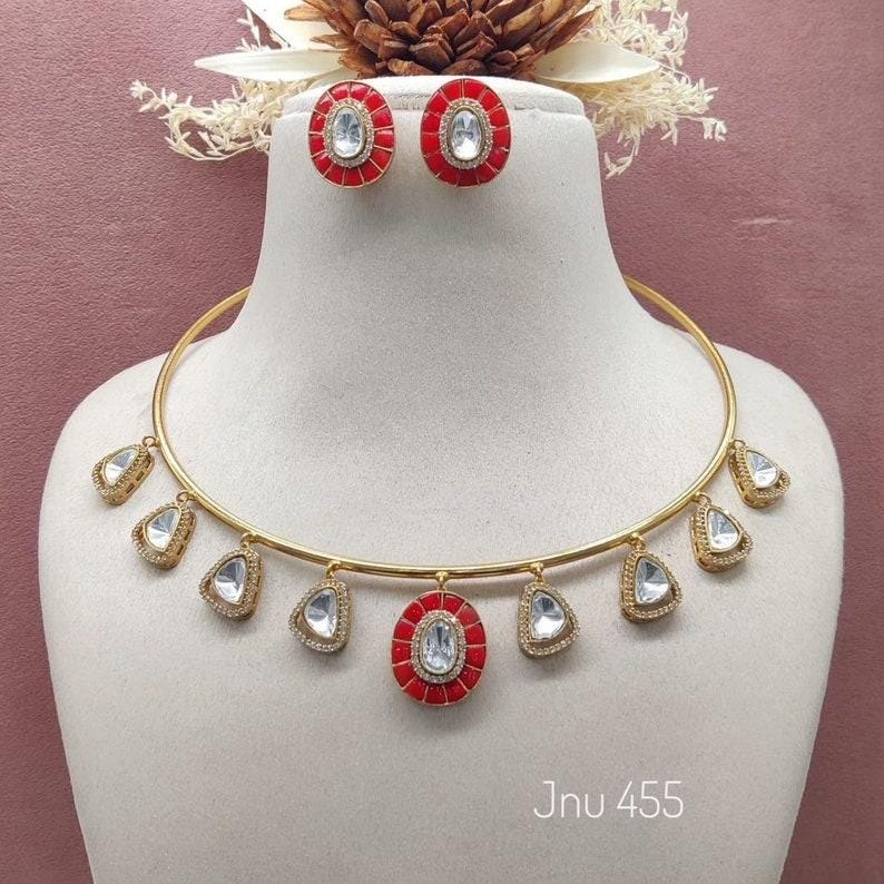 mossanite hasli necklace set with earrings