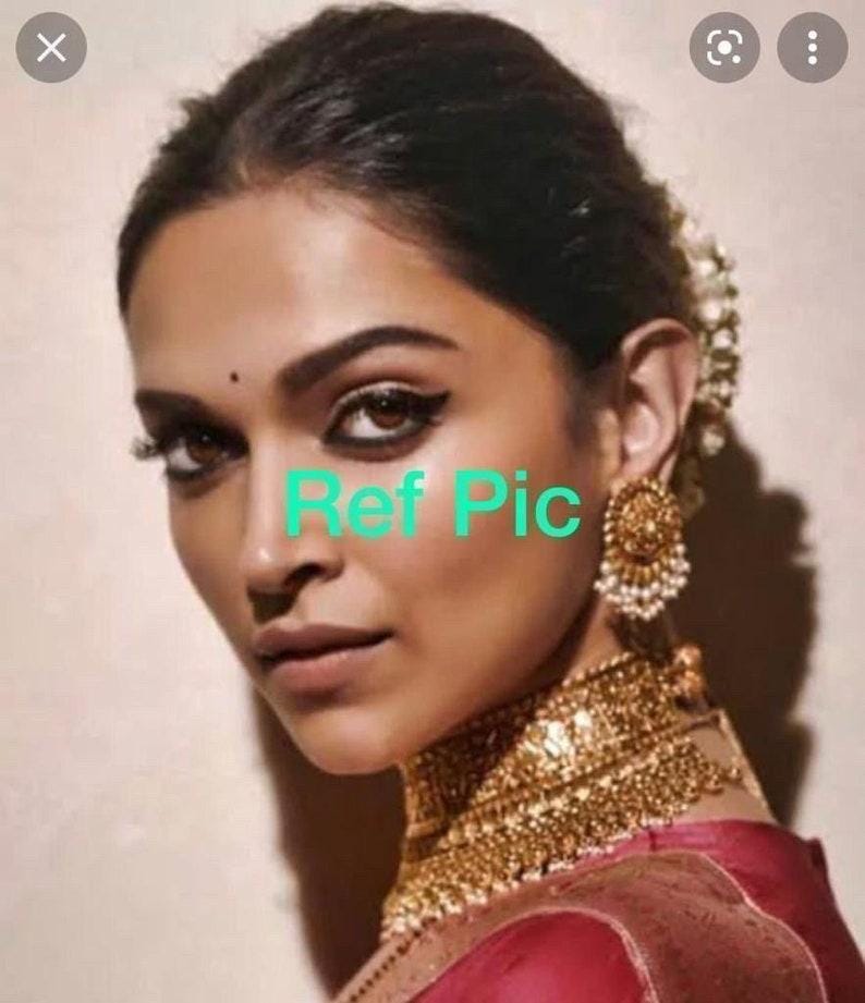 Deepika Padukone inspired one gram Matt gold plated choker set with studs / sabysachi inspired choker set