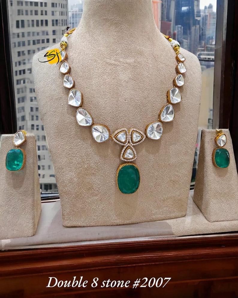 Premium quality real mossanite necklace set with earrings/ doublet necklace set