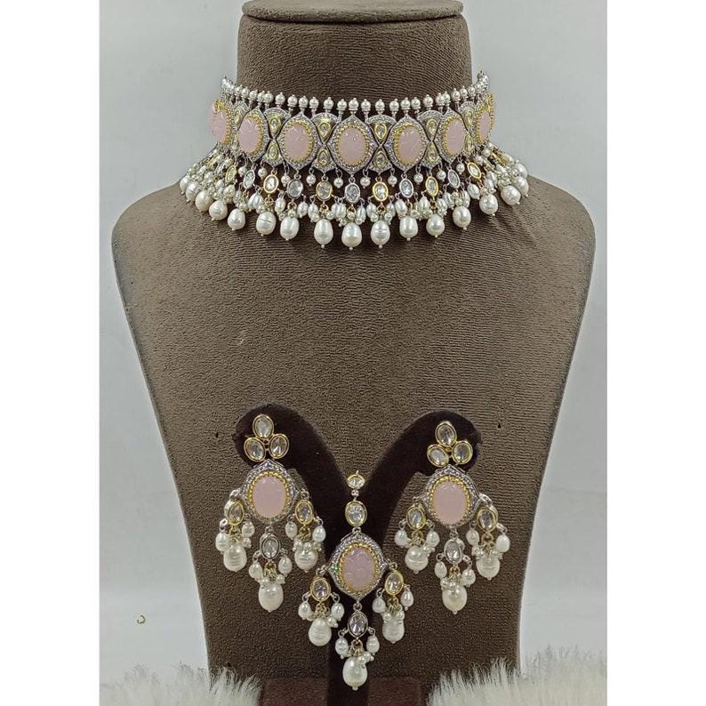 Mint Pearl Green Bridal Set Bollywood Choker Set