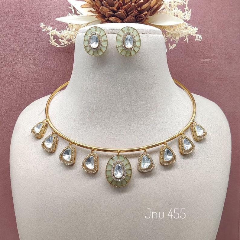 mossanite hasli necklace set with earrings