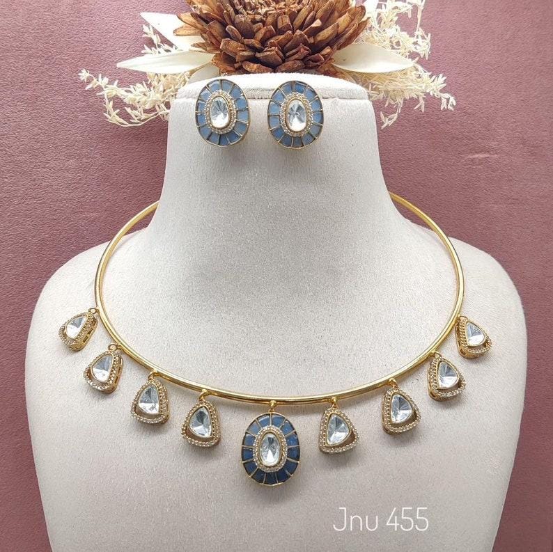 mossanite hasli necklace set with earrings