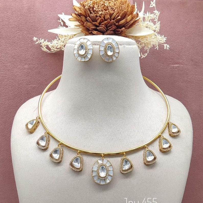 mossanite hasli necklace set with earrings