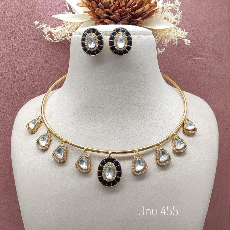 mossanite hasli necklace set with earrings