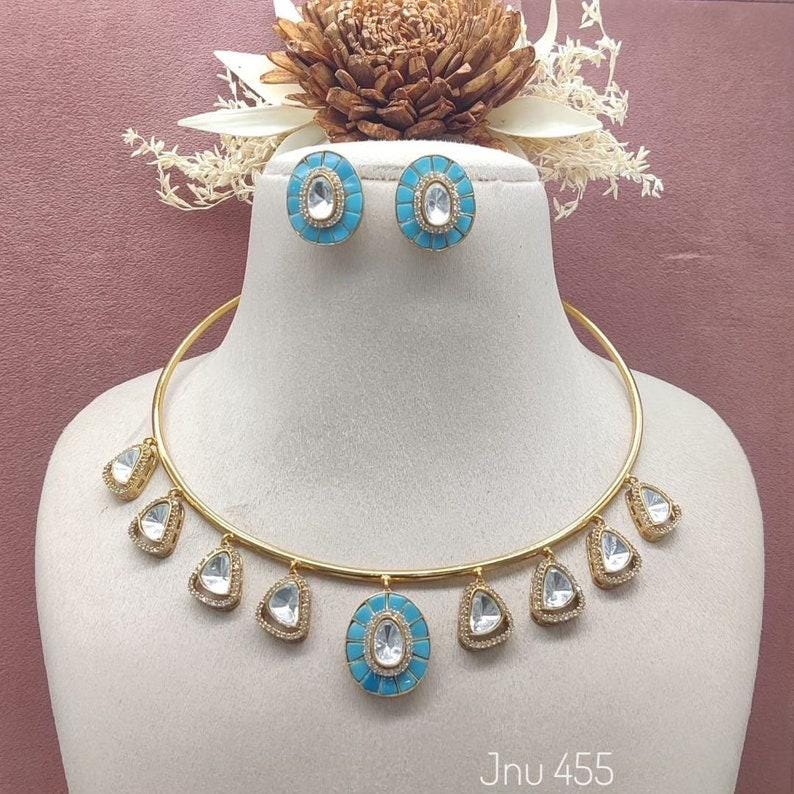 mossanite hasli necklace set with earrings