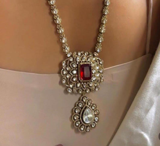 royal ruby necklace set with earrings