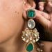 Stunning Sabyasachi Bridal Indian Gold Plated Emerald Green Doublet stone Uncut Moissanite Polki Kundan wedding Jewelry Emerald Green