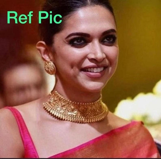 Deepika Padukone inspired one gram Matt gold plated choker set with studs / sabysachi inspired choker set