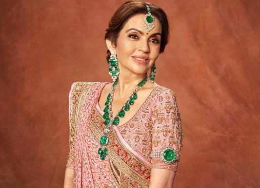 Neeta Ambani Emerald Replica Indian Jewelry Set/High Quality Cubic Zirconia Diamond Look Indian Bridal Set/Indian Jewelry