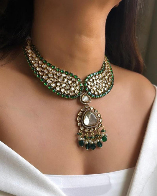 Moissanite Polki Indian Collar Neckalce in Many Colors/Bolloywood Jewelry/Indian Polki Jewelry