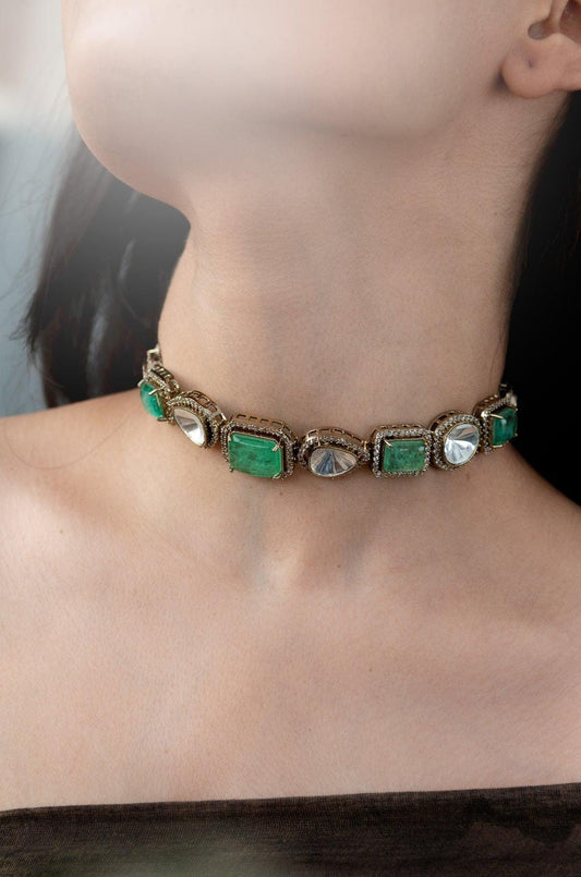 Mint Victorian Necklace Choker  Artificial Jewelry Necklace Indian Jewelry Bollywood Indian necklace Pakistani Jewelry Green Choker